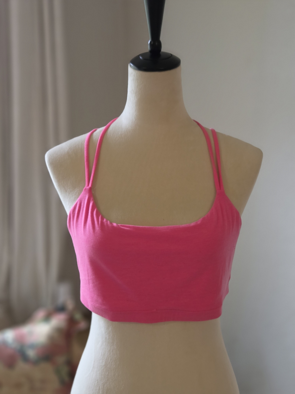 GAP Double-Strap Neon Pink Crop Bralette